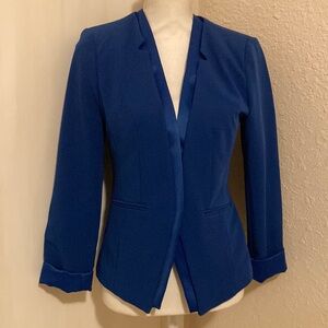 V Neck Open Front Vibrant Blue Blazer
